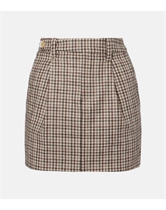 Проверенная юбка-мини из вирджинского фланелевого шерстяного материала, Beige Maroon Brunello cucinelli