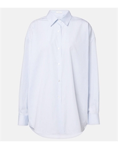 Рубашка из поплина в полоску с кастерами, White / Sky Blue The row