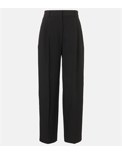 Широкие брюки из смесовой шерсти и льна Lilas, черный The row