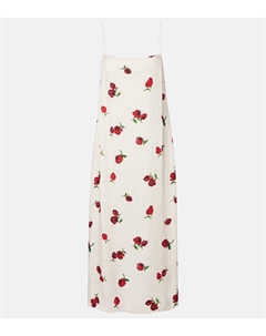 Сицилийское платье-комбинация с принтом в рубчик, Raspberry/Cream Khaite