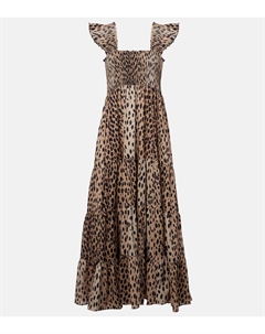 Многослойное хлопковое макси-платье с леопардовым принтом, Antelope Spot Black Rixo