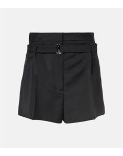 Шорты из мохера и шерсти с поясом, черный Prada