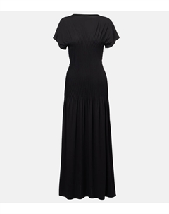 Плиссированное макси-платье из джерси Toteme, черный