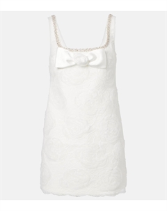 Расшитое цветами тюлевое мини-платье, белый Self-portrait