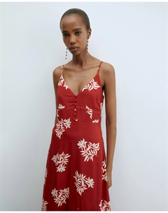 Платье с бретелями и пуговицами, бордовый Сфера