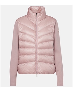 Кардиган из натуральной шерсти с нижними панелями, розовый Moncler