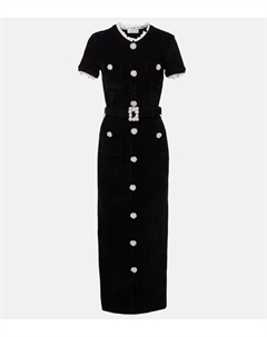 Миди-платье из синели с кристаллами, черный Self-portrait