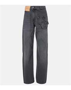 Выцветшие джинсы с закрученными широкими штанинами, серый Jw anderson