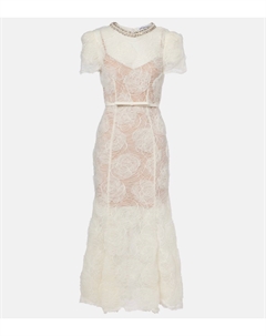 Полупрозрачное кружевное миди-платье, кремовый Self-portrait