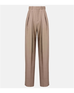 Широкие брюки со складками из шерсти, Taupe beige Saint laurent