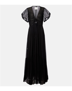 Агата собранный шелковый макси-платье, черный Isabel marant