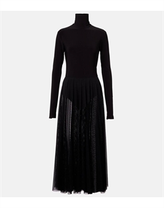 Полупрозрачное джерси и сетчатое миди-платье, черный Norma kamali