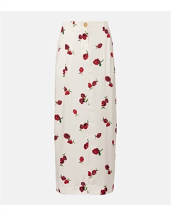 Лусиан юбка макси из печатного твила, Rasperry/Cream Khaite