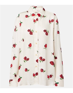 Рубашка из печатного твила Argo, Raspberry/Cream Khaite