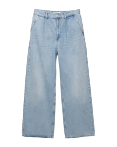 Джинсы с широкими штанинами и складками, светло-синий Pull & bear