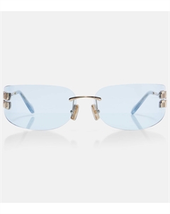 Прямоугольные солнцезащитные очки с логотипом, синий Miu miu