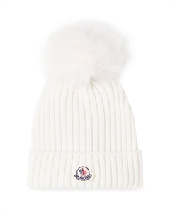 Рельефная шапка из чистой шерсти, белый Moncler enfant