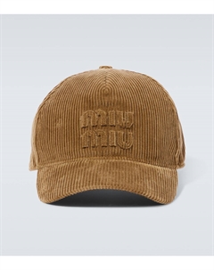 Бейсболка из вельвета с логотипом, Cannella Miu miu