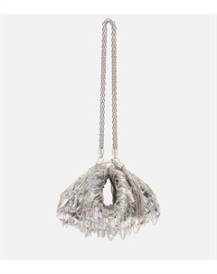 Клатч Callie Mini из атласа с пайетками, Silver Mix/Silver Jimmy choo