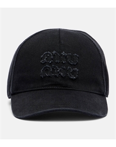 Бейсболка деним с логотипом, черный Miu miu