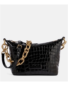 Кожаная сумка через плечо с эффектом крокодиловой кожи, черный Miu miu