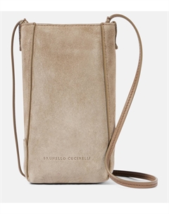 Мини-сумка через плечо из замши, Ice Brunello cucinelli