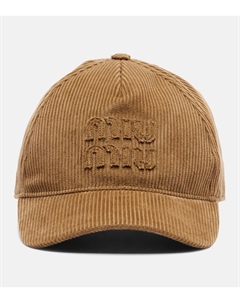 Бейсболка из хлопкового вельвета, коричневый Miu miu