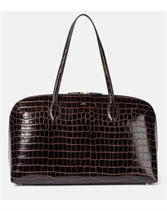 Сумка-тоут из кожи с эффектом крокодила Toteme, коричневый