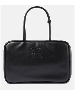 Средняя кожаная сумка-тоут, черный Miu miu