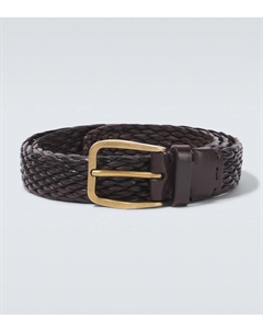 Плетёный кожаный ремень, коричневый Brunello cucinelli