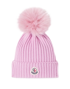 Рельефная шапка из чистой шерсти, розовый Moncler enfant
