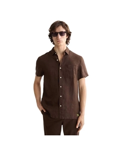 Рубашка с коротким рукавом Regular Fit Linen, коричневый Scotch&soda