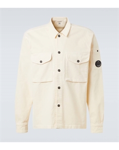Хлопковая рубашка Lens с добавлением других материалов, Pistachio Shell C.p. company