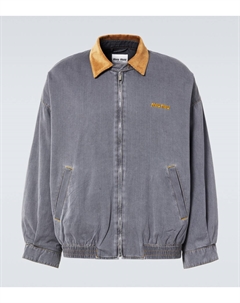 Блузон из хлопкового шамбрея с бархатной отделкой, серый Miu miu