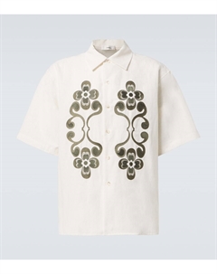 Вышитая рубашка для боулинга Reflection, Flax/Green Commas