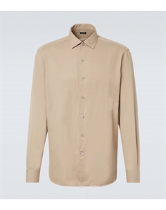 Хлопковая и шерстяная джинсовая рубашка, Light taupe Zegna
