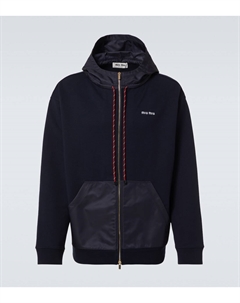 Хлопковая худи на молнии, синий Miu miu