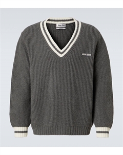 Рельефный вязаный свитер из шерсти и кашемира, Ardesia Miu miu