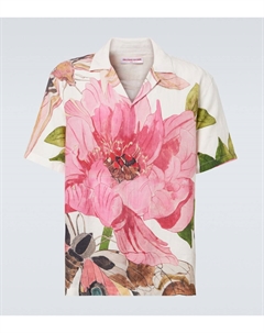 Майтан цветочная льняная рубашка в стиле боулинг, Pink Lemonade Orlebar brown