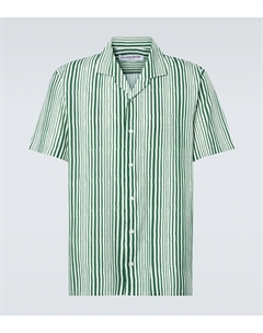 Полосатая боулинговая рубашка Hibbert, Caddie Green/ White Orlebar brown