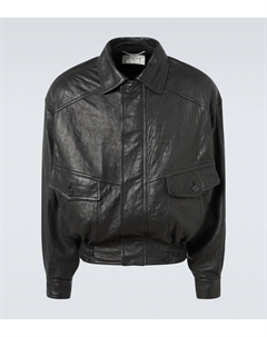 Кожаная куртка-бомбер, нуар Saint laurent