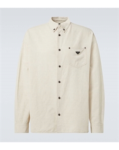 Хлопковая и льняная рубашка в стиле шамбре, Natural Prada