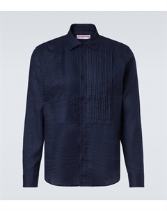 Жакетовая рубашка из хлопка и льна Giles, Night Iris Orlebar brown