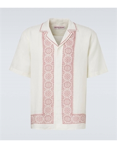 Майтан рубашка боулинг с принтом из льна, Dark Ruby Orlebar brown