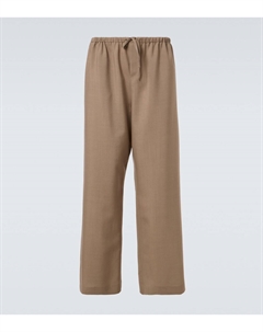 Донателло брюки из шерсти с завышенной талией и широкими штанинами, Military Beige The row
