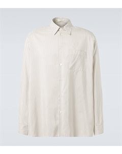 Женская полосатая шелковая рубашка, White W/ Grey The row