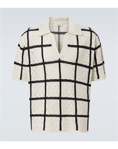 Проверенная поло из хлопка и шерсти с крючком, Off White/Black Commas