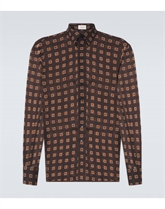 Шерстяная рубашка с принтом, Ocre Noir Craie Saint laurent