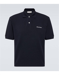 Хлопковая пике-поло с логотипом, синий Miu miu