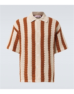 Томас вязаная хлопковая рубашка боулинг, Canela/Cashew Orlebar brown